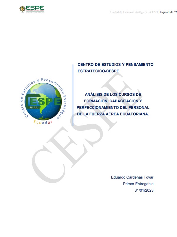 Análisis de los cursos de formación, capacitación y perfeccionamiento del personal de la Fuerza Aérea Ecuatoriana E. Cárdenas