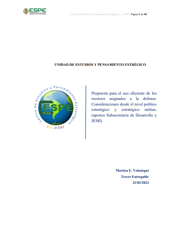 Propuesta para el uso eficiente de los recursos V. Velasteguí