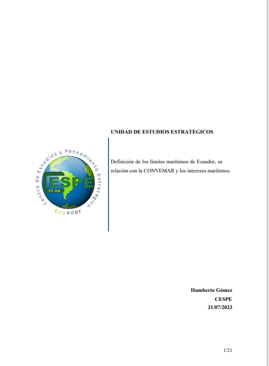 Definición de los límites marítimos de Ecuador, su relación con la CONVEMAR y los intereses marítimos.